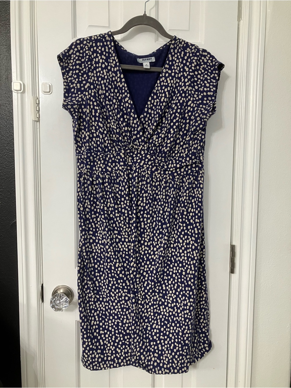 Old Navy Navy & White Polka Dot Midi Dress
